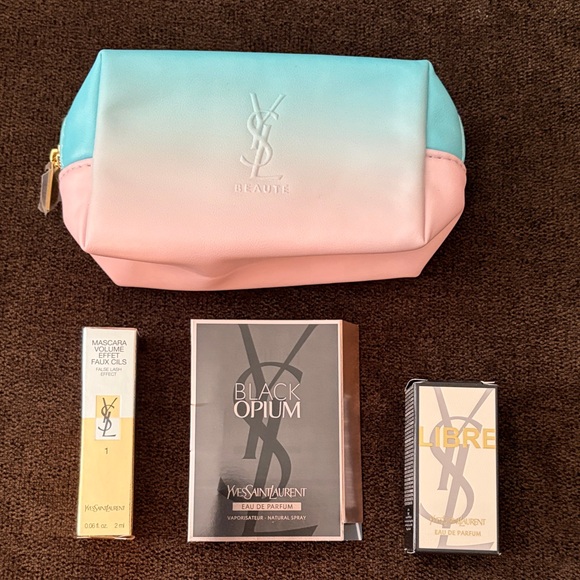 Yves Saint Laurent Accessories - Yves Saint Laurent Ombre Pink and Aqua Cosmetic Pouch